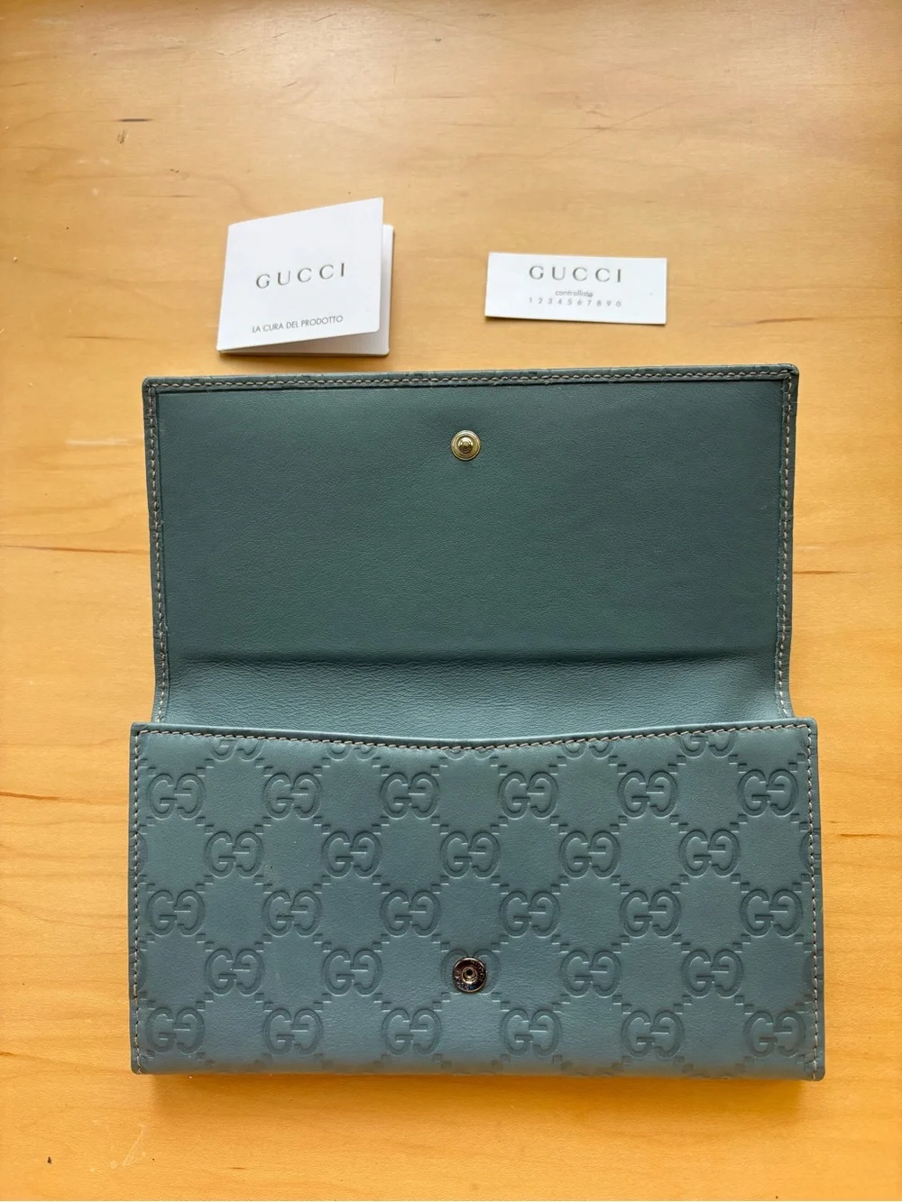 Authentic Gucci long wallet micro Guccissima in gray. Embossed leather. NWT - Picture 3 of 5